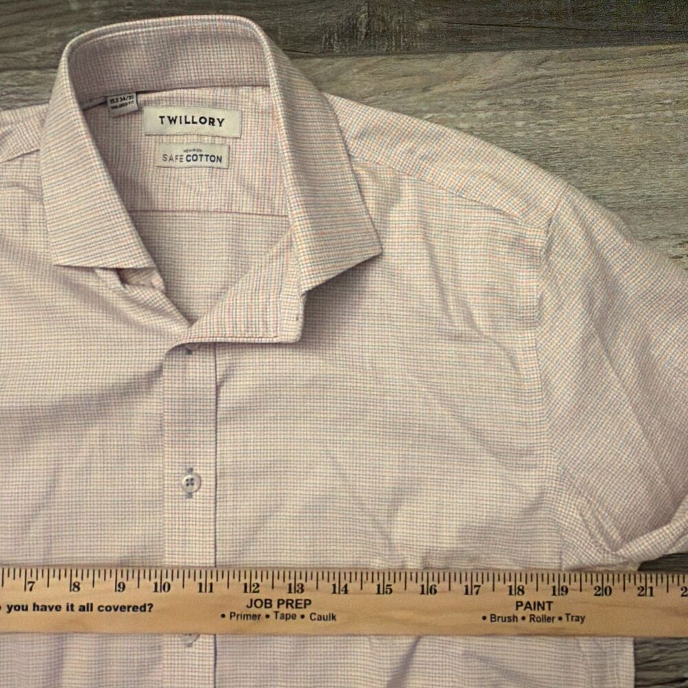 Twillory Shirt Men 15.5 34/35 Plaid Tailored Fit Safe Cotton Spread Collar Twill - Picture 3 of 5